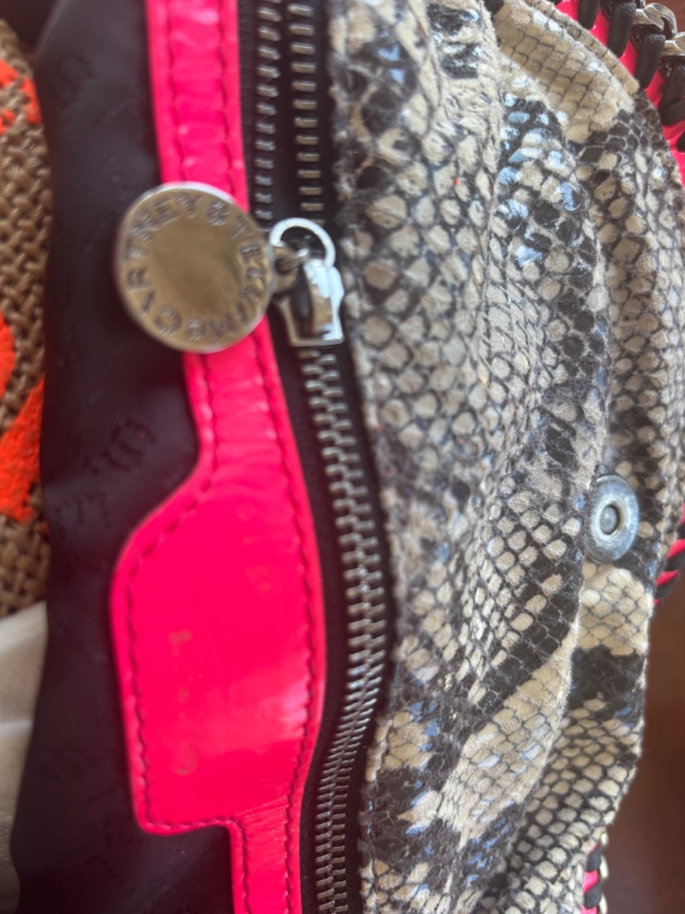 Stella McCartney Faux Python Snakeskin Foldover Bag Medium - Picture 3 of 3